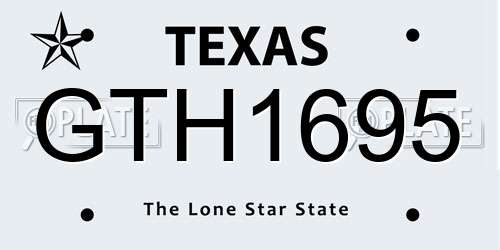 GTH1695 Texas License Plate