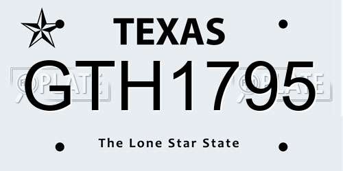 GTH1795 Texas License Plate