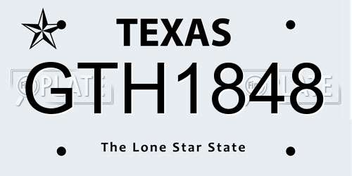 GTH1848 Texas License Plate