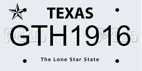 GTH1916 Texas License Plate