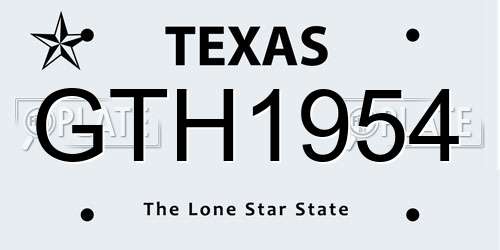 GTH1954 Texas License Plate