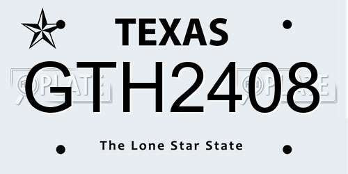 GTH2408 Texas License Plate