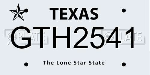 GTH2541 Texas License Plate