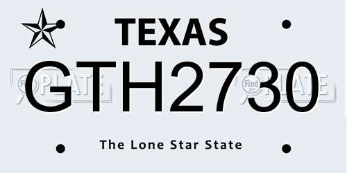 GTH2730 Texas License Plate