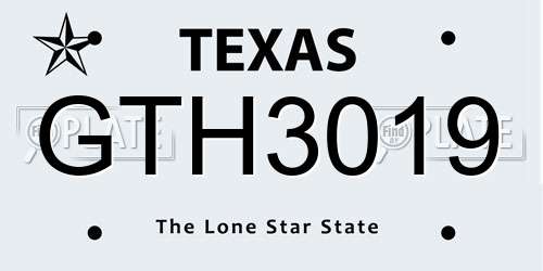 GTH3019 Texas License Plate