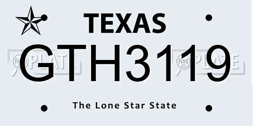 GTH3119 Texas License Plate