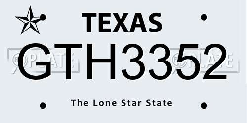 GTH3352 Texas License Plate