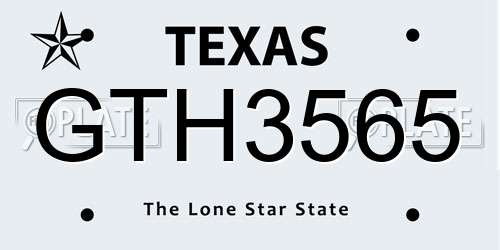 GTH3565 Texas License Plate