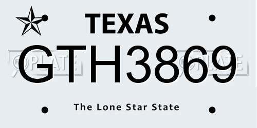 GTH3869 Texas License Plate