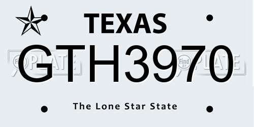 GTH3970 Texas License Plate