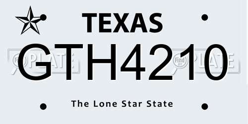 GTH4210 Texas License Plate