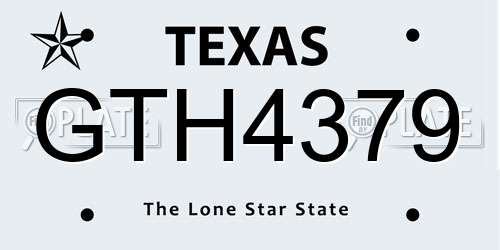 GTH4379 Texas License Plate