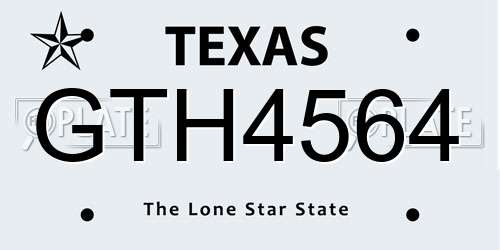 GTH4564 Texas License Plate