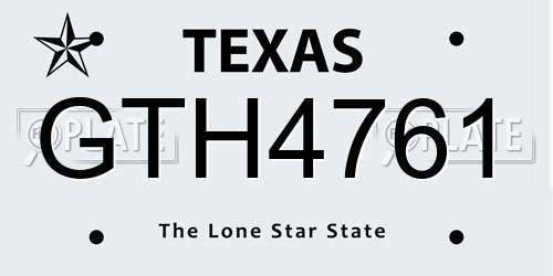GTH4761 Texas License Plate