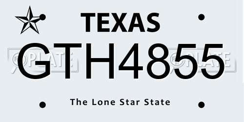 GTH4855 Texas License Plate