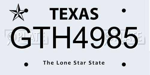 GTH4985 Texas License Plate