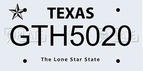 GTH5020 Texas License Plate