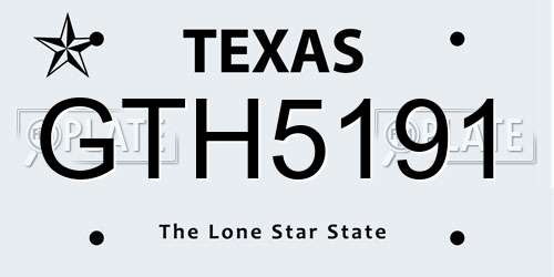 GTH5191 Texas License Plate