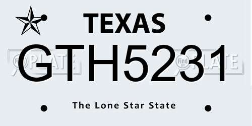 GTH5231 Texas License Plate