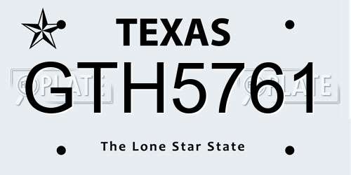 GTH5761 Texas License Plate