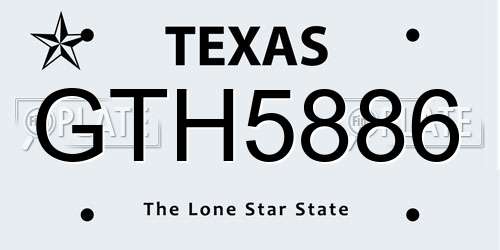 GTH5886 Texas License Plate