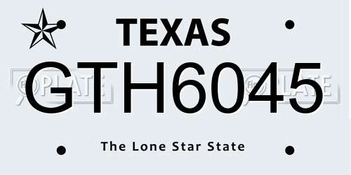 GTH6045 Texas License Plate