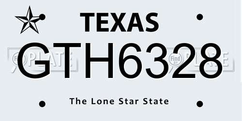 GTH6328 Texas License Plate