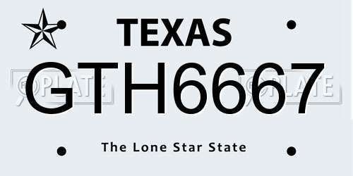 GTH6667 Texas License Plate