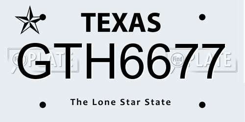 GTH6677 Texas License Plate
