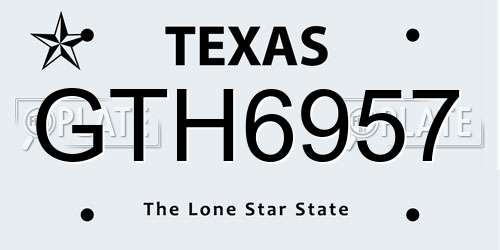 GTH6957 Texas License Plate