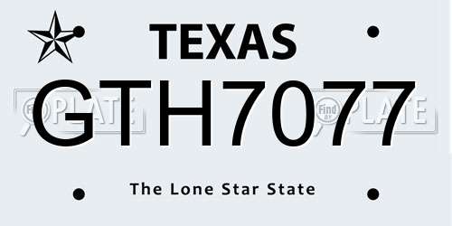 GTH7077 Texas License Plate