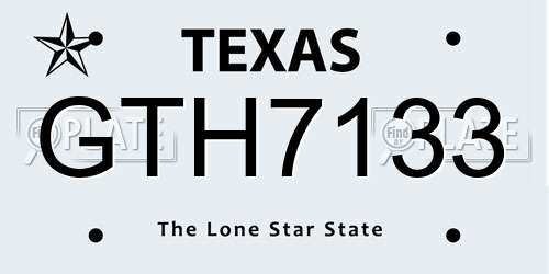 GTH7133 Texas License Plate