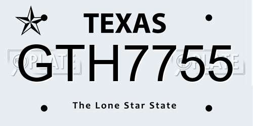 GTH7755 Texas License Plate