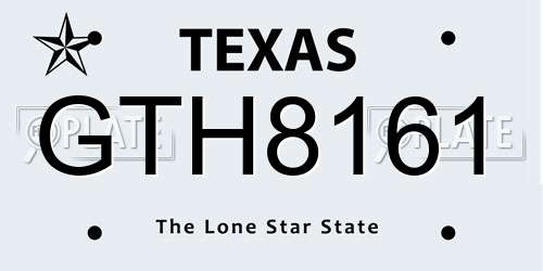 GTH8161 Texas License Plate