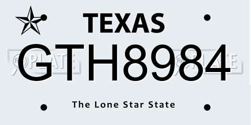 GTH8984 Texas License Plate