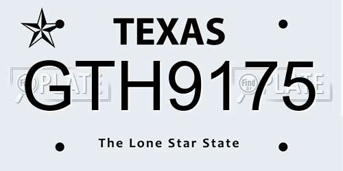 GTH9175 Texas License Plate