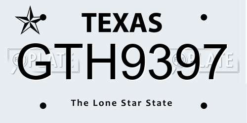GTH9397 Texas License Plate