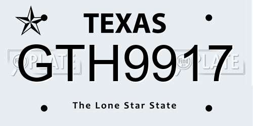 GTH9917 Texas License Plate