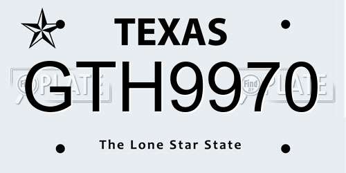 GTH9970 Texas License Plate
