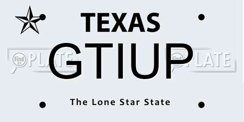 GTIUP Texas License Plate
