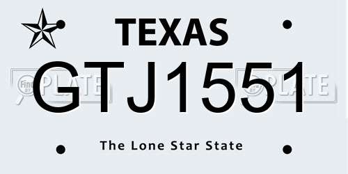 GTJ1551 Texas License Plate