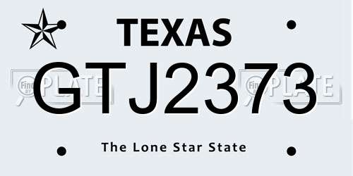 GTJ2373 Texas License Plate