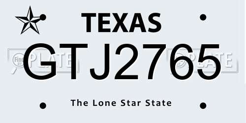 GTJ2765 Texas License Plate