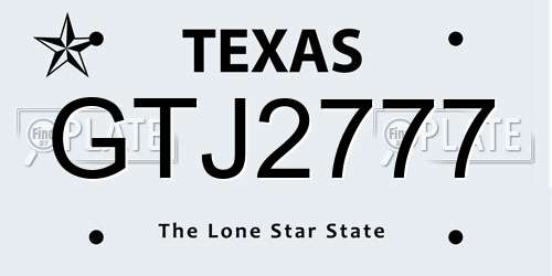 GTJ2777 Texas License Plate
