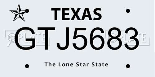 GTJ5683 Texas License Plate
