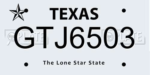 GTJ6503 Texas License Plate