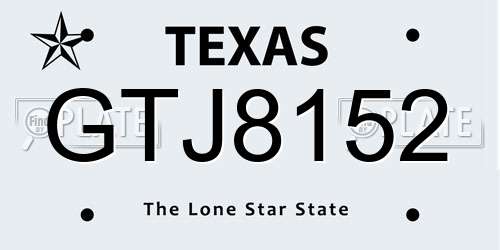 GTJ8152 Texas License Plate