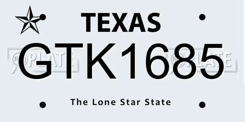GTK1685 Texas License Plate