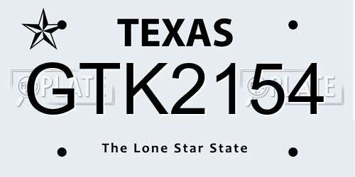GTK2154 Texas License Plate