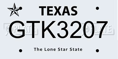 GTK3207 Texas License Plate